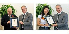 Diversity Award recipients John Lackstrom, Krista Bustamante, President Albrecht